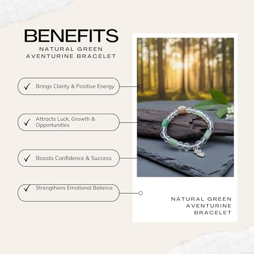 The Alchemist's Arcanum Adjustable Beaded Wrist Accessory for Men and Women, Stretch Fit Stone Bead Jewelry for Daily Wear and Gifting - color: Natural Green Aventurine