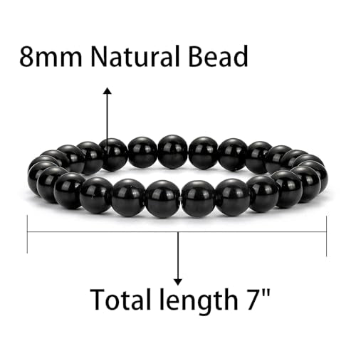 Healing Crystal Bracelet for Women, Natural Stone Beaded Healing Crystal Bracelet Triple Protection Stress Relief Beads Jewelry Birthday Gifts Jewelry for Her - style: Black Lava