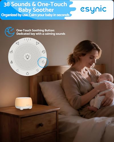 eSynic Rechargeable Tibetan Singing Bowl for Meditation-38 Sounds White Noise Machine with Night Light & 30H Battery-15-90 Timer-Wireless-Sound Healing Device for Yoga Sleep Therapy Stress Relief