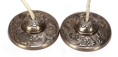 Tibetan Manjeera Tingsha Meditation Bell, Chime Bells, Cymbals, Buddhist Meditation, Yoga Bell Chimes small, auspicious symbol (Manjeera-04) - size: Manjeera-04
