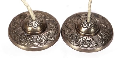 Tibetan Manjeera Tingsha Meditation Bell, Chime Bells, Cymbals, Buddhist Meditation, Yoga Bell Chimes small, auspicious symbol (Manjeera-04) - size: Manjeera-04