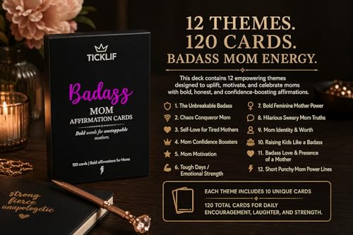 Badass Affirmation Cards for Women, Her, Moms – Birthday Gifts – Mothers Day Gifts , 120 Daily Motivational and Inspirational Cards for Strong Women, Funny & Empowering Deck New Mom, Wife, First Mom from Son, Daughter, Kids, Husband