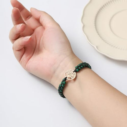Jinxiuge Tree of Life Turquoise Stone Bracelet for Women Handmade Braided Layered Bead Bracelet with Black Gift Box - style: Style-H