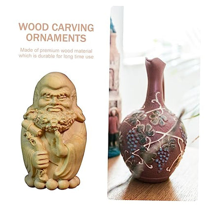 Wood Carved Bodhidharma Statue Unique Wooden Ornament for Home and Tea Room Decor Handcrafted Craft Meditation and Zen Spaces