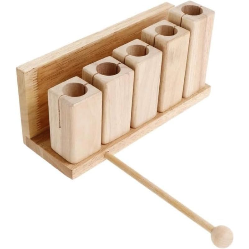 Wood Percussion Block 5 Tone Rhythm Block with Mallet Maple, Wooden Tone Block Instrument Set: 5-Tone Maple Block-Hand Polished Structure | Rhythm Practice Percussion