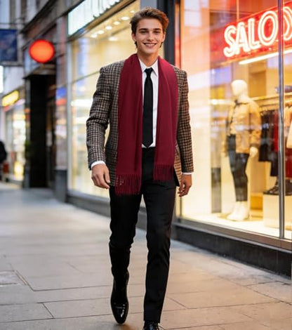 Winter Soft Long Scarf, Pashmina Shawls and Wraps, Warm Large Scarves for Men Women Evening Dress Wedding - color: Burgundy