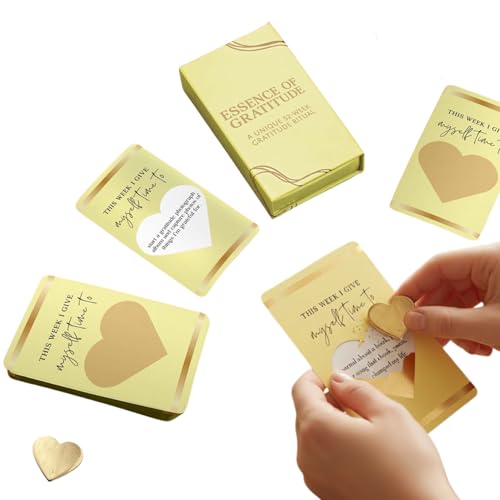 Gratitude Scratch-Off Activity Cards – 52-Week Reflection Deck with Daily Gratitude Prompts for Positivity, Joy & Thankfulness, 4.7 x 2.8 Inches - style: Gratitude