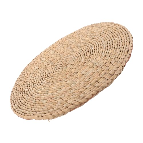 PRETYZOOM Meditation Cushion Hand Woven Floor Pillow for Yoga Sitting Natural Cattail Material Comfortable Seat Mat for Home Decor Classic Rustic Design