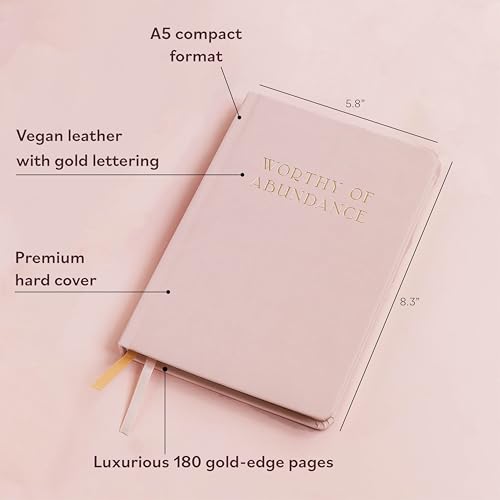 Manifestation Journal - Worthy of Abundance - Manifest Rich Life, Develop Millionaire Money Mindset - Daily Guided Gratitude Luxury Miracle Planner with Prompts for Women & Men Gift - color: Pink