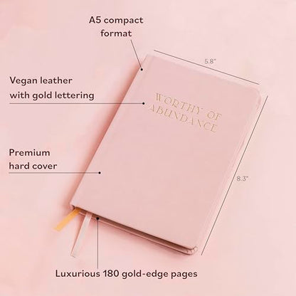 Manifestation Journal - Worthy of Abundance - Manifest Rich Life, Develop Millionaire Money Mindset - Daily Guided Gratitude Luxury Miracle Planner with Prompts for Women & Men Gift - color: Pink