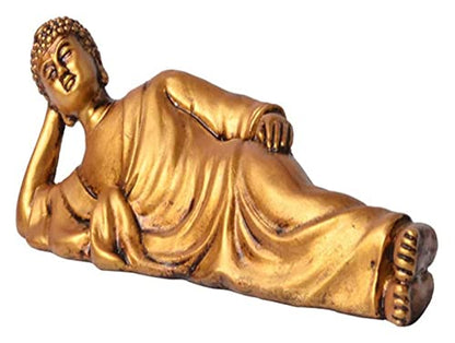 LQX Sculpture Tabletop Crafts Figurines Collectible Prop Thai Sleeping Buddha Statue Meditation Sculpture Ornament Resin Figurine Gift Kids Small,Silver (Color : Golden) - color: Golden,silver