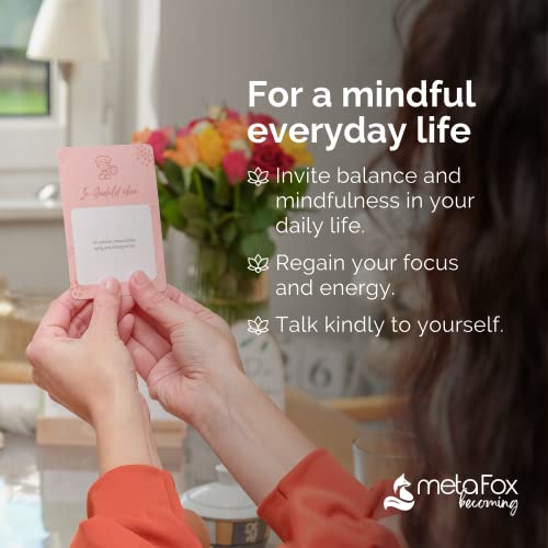 metaFox Mindful Moments 55 Mindfulness Cards with Affirmations, Meditation Activities & Mindful Exercises | Mindful Reminders Card Deck for Adults, Self Care & Daily Reflection