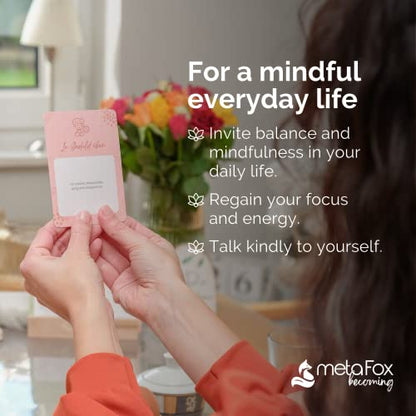 metaFox Mindful Moments 55 Mindfulness Cards with Affirmations, Meditation Activities & Mindful Exercises | Mindful Reminders Card Deck for Adults, Self Care & Daily Reflection