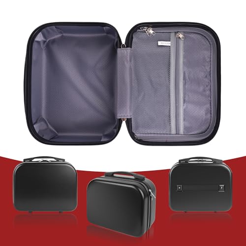 Portable Makeup Case 14inch Cosmetic Case Travel Toiletry Hand Luggage Carrying Case - color: BLACK