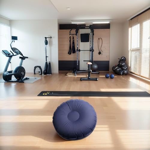 Inflatable Yoga Cushion, Portable Meditation Seat, 40D Nylon, Wear-Resisting, Quick Inflate Valve, 16x16x6 Inch, for Yoga, Fitness, Travel, Camping, (Dark blue) - color: Dark blue