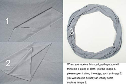 corciova Black Soft Girl Women Infinity Wrap Scarf Stretchy Jersey Knit Sleep Head Circle Scarf Continuous Loop Light Weight - color: 106 Light Grey