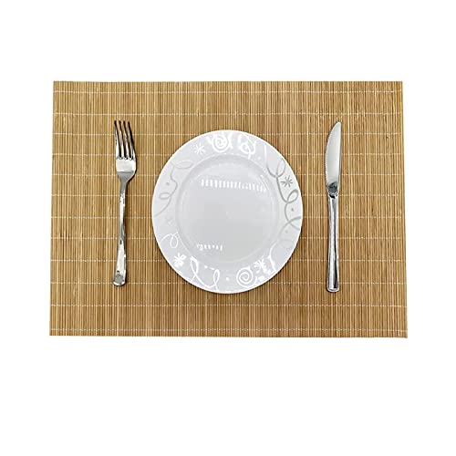 Bamboo Placemats Set of 2, 17.7x11.8 Inch - Heat Resistant & Easy Clean, Natural Woven Table Mats for Dining Room, Kitchen or Home Decor, Non-Slip Brown Placemats - color: Brown, size: Set of 2