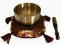Meditation Accessory Japanese Rin Gong Singing Bowl Set 4.2" dia with Cushion & Brocade Striker - Brown Gold - color: 4.2" Brown Gold Brocade