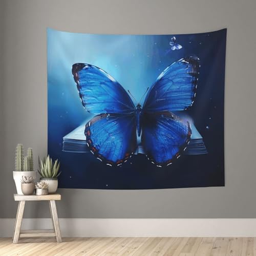 acvKGHW blue butterfly Printed Indoor Decorative Wall Tapestry 60x51in - Soft Polyester Decorative Blanket for Home & Dorm Decor - color: Blue Butterfly