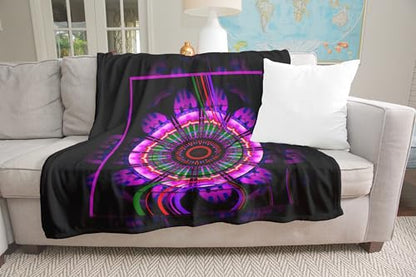 3dRose Mandala 6 Glowing Blue red Black Meditation Harmony Balance Peace NewAge Spiritual Spirituality Silktouch Minky Blanket