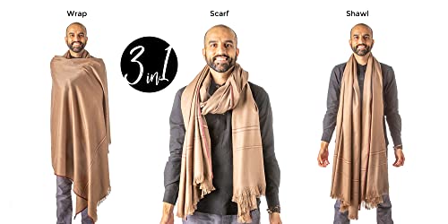 Versatile Premium Wool Blend Meditation Shawl - Large Unisex Prayer Wrap, Oversized Scarf & Yoga Blanket - color: Dark Brown