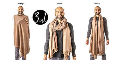 Versatile Premium Wool Blend Meditation Shawl - Large Unisex Prayer Wrap, Oversized Scarf & Yoga Blanket - color: Dark Brown