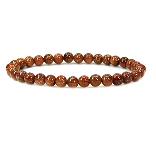 Angelstones Handmade Natural Healing Gemstone 6mm Round Beads Stretch Crystal Bracelet 7 Inch Unisex - color: Synthetic Golden Sandstone