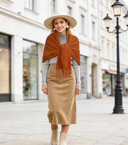 Winter Soft Long Scarf, Pashmina Shawls and Wraps, Warm Large Scarves for Men Women Evening Dress Wedding - color: Warm Brown