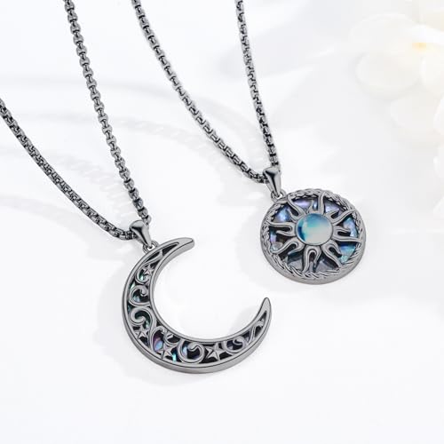 Yin Yang Necklaces for Women Men 925 Sterling Silver Pendant Necklace Yin Yang Jewelry for Women Men Couples - style: Sun Moon #2