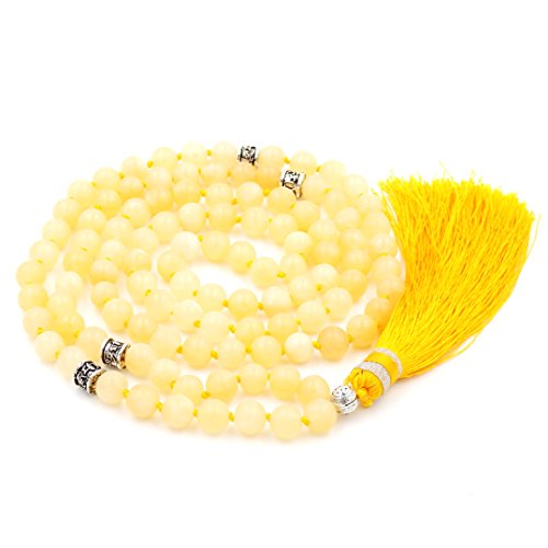 mala Beads Necklace for Women Man, mala Bracelet, Prayer Beads Necklace - color: honey jade