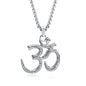 Stainless Steel Om Necklace for Men Women, gold plated/Silver/Black Yoga Charm Pendant Necklaces Aum Om Ohm Sanskrit Symbol Hindu Meditation Chain Necklace,Mens Womens Jewelry Gifts - color: Silver