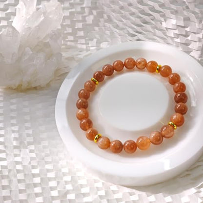 8mm Beaded Bracelet - Calming Natural Healing Crystal Stretch Bracelet for Women and Men - Handmade Semi-Precious Gemstone with Positive Energy