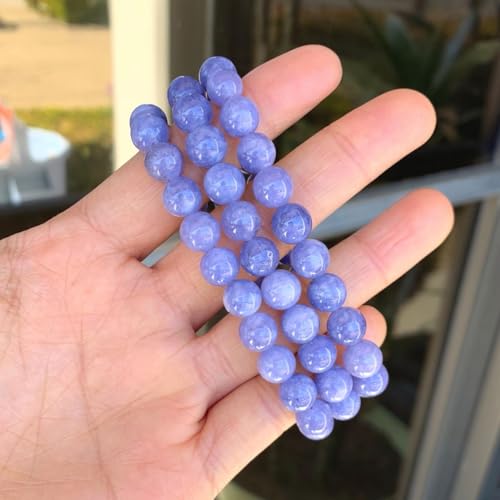 Adabele 1pc Natural Stretch Gemstone Bracelet 8mm (0.31") Bead 7 Inch to 8.5 inch Healing Crystal Energy Quartz Chakra Jewelry Women Unisex Birthday Gift - color: Tanzanite Quartz, size: 8 inch