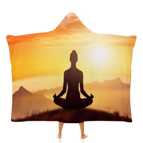Yoga Meditation Fleece Wearable Blanket Hoodie with Hood Oversized Sweatshirt Blanket Gift for Adults Teens - size: 40"x50"