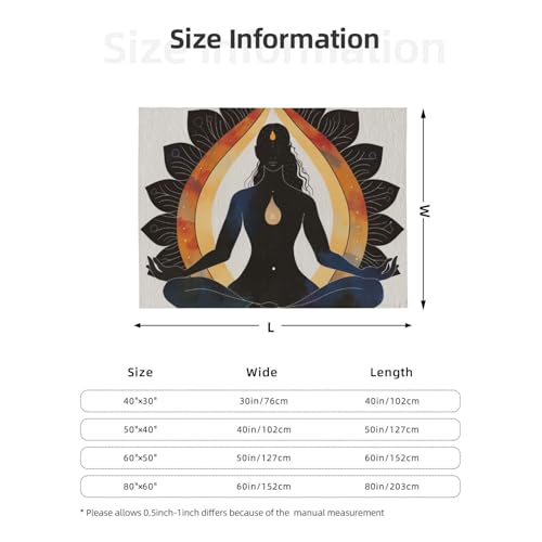 Yoga Meditation Prints Throw Blanket (280g Flannel) Anti-Pilling Warm Fuzzy Blankets for Bed Sofa Couch Travel 40x30 Inch - color: Yoga Meditation, size: 40x30 Inch