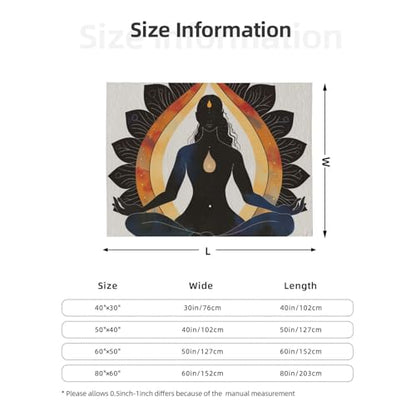 Yoga Meditation Prints Throw Blanket (280g Flannel) Anti-Pilling Warm Fuzzy Blankets for Bed Sofa Couch Travel 40x30 Inch - color: Yoga Meditation, size: 40x30 Inch