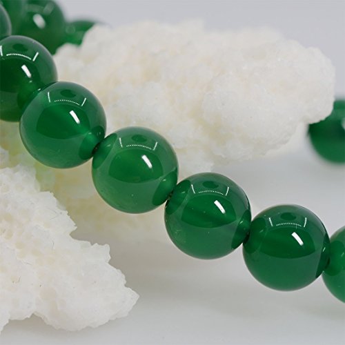 Justinstones Gem Semi Precious Gemstone 8mm Round Beads Stretch Bracelet 7 Inch Unisex - color: Green Agate
