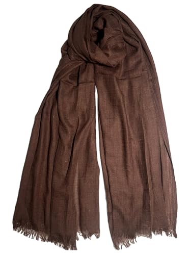Women Scarf Summer Large Long Lightweight Beach Shawl Wrap Effortless Elegance Comfort - color: Dark Brown - 3314