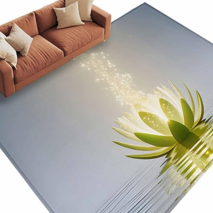 Rectangle Rug 8x10Ft Abstract Lotus Flower Soft Indoor Throw Rugs Carpets for Living Dining Bedroom Kids Room Non-Slip Playroom Crawl Rug Floor Mats Meditation Floral Art - size: 8x10ft