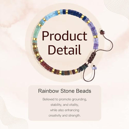 Thank You Gifts for Women: Teacher Appreciation Office Gifts for Coworkers Employee Boss Lady Manager Colleague Natural Stone Bracelet - color: Rainbow II-Begin