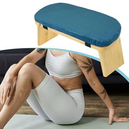 HouseVibe Meditation Bench Kneeling Stool Ergonomic Wood with Soft Cushion, Foldable, Portable Prayer Bench, Meditation Stool- Blue - color: Blue