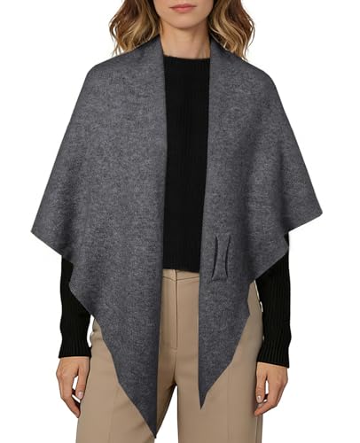 Women's Pashmina Shawl Wraps for Evening Dresses Wedding Bridal Open Front Poncho Cape Soft Large Scarf - color: Dark Grey