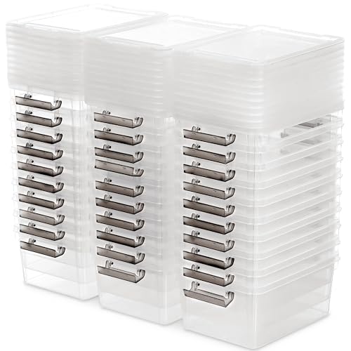 Citylife 1.3 QT 30 Packs Small Storage Bins Plastic Storage Container Stackable Box with Lids for Organizing, Clear White - color: Clear White, size: 1.3 QT(30 Pack)