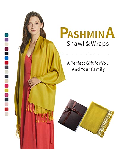EURKEA Women's Scarf Pashmina Silky Soft Shawls Wraps Stole for Evening, Wedding and Gift - color: Lemon