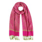 Silky Paisley Pashmina Shawl Scarf-Women's Soft Double-side Jacquard Pashminas Wrap for Evening Dress Travel Shawl - color: A-hot Pink/Green