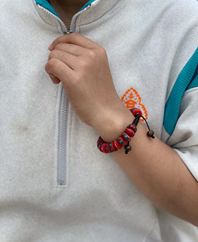 Handmade Tibetan Medicine Wrist Mala Bracelet – Buddhist Meditation Prayer Beads Healing Mala - style: Red Healing medicine bracelet