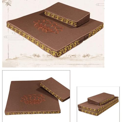 Portable Foldable Meditation Cushion Mat Set with Washable Cotton Linen Cover, Larger Thick Yoga Mat Bolster Floor Pillows Seating for Adults Meditation Accessories red-80cm