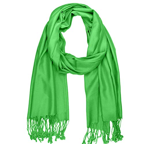 Falari Women's Soft Solid Color Pashmina Shawl Wrap Scarf, for Wedding, Bridesmaid Gifts, Evening Dress - color: Spring Apple Green