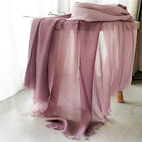 Cotton Linen Fashion Scarf,Gradient Two-tone Four Season Scarf Shawl Beach Gauze,Long Lightweight Travel scarf 75"×35"