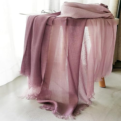 Cotton Linen Fashion Scarf,Gradient Two-tone Four Season Scarf Shawl Beach Gauze,Long Lightweight Travel scarf 75"×35"